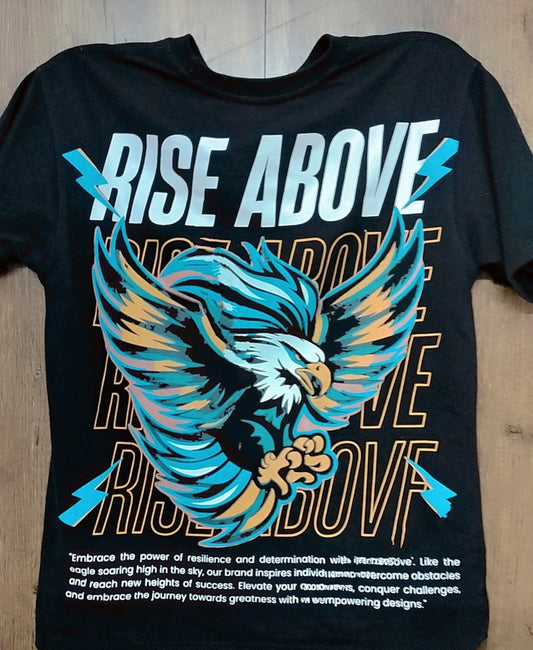 Black Rise Above Oversized Premium Puff Print T-shirt